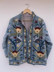 2026 Trendy Velvet Suzani Floral Embroidery Velvet Jacket Chic Suzani <b>Coat</b> Artisan Crafted Velvet Warm Short <b>Coat</b> - Product Image 2