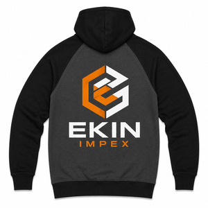 Sweat-shirt à capuche en molleton à manches raglan pour homme <span class=keywords><strong>Ekin</strong></span>, décontracté, noir, gris, logo sur le devant, vêtements d'automne - Product Image 4