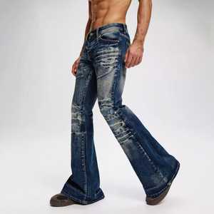 Pantalones Vaqueros de Hombre, Corte Recto, Cintura Media, Lavado Claro, Ajuste Holgado, Estilo Casual de Invierno, Desgastados, 100% Algodón Tejido - Product Image 2