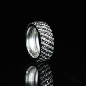 Striped Black & Clear Moissanite Claw Setting <b>Men's</b> 925 Sterling <b>Silver</b> Gold Plated Iced Out Wedding Engagement Gift <b>Ring</b> - Product Image 4