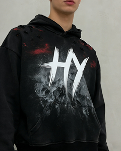 เสื้อฮู้ดแฟชั่นพิมพ์ลาย DTG ผ้าคอตตอนฟอกสี ทรงหนา สไตล์สตรีทแวร์ - Product Image 2