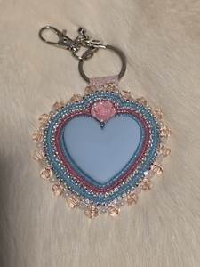 Handmade Embroidery Beaded <b>Keychain</b> Beautiful Artisan Seed Bead Floral Charm for Keys - Product Image 6