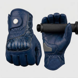Gants de moto d'hiver en cuir bleu premium KADIA, protection des articulations, doigts entiers, antidérapants, avec votre logo. - Product Image 3