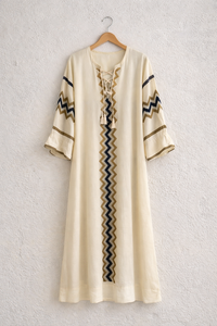 Vestido Largo de Algodón Jacquard para Mujer, Estilo Bohemio, Cuello en V, Fabricante - Product Image 2