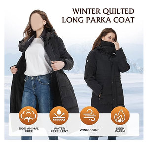 Abrigos de Invierno para Mujer, Chaqueta Larga Acolchada con Aislamiento Térmico, Chaqueta Parka Vegana con Capucha, Resistente al Viento y a la Nieve - Product Image 3