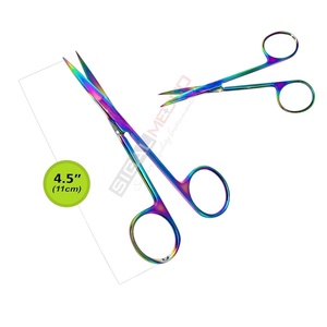 Ensemble de 2 ciseaux à micro-dissection Iris avec revêtement en titane multicolore/arc-en-ciel Instrument de qualité supérieure droit et incurvé - Product Image 2