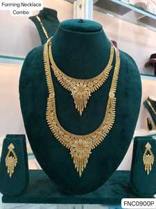 Conjunto de Collar Largo y Pendientes de Latón Chapado en Oro con Diseño de Candado Moderno, Estilo Sudeste Asiático, para Novias, Bodas, Compromisos y Fiestas - Product Image 1