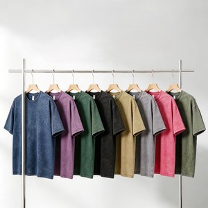 Bangladesh China Factory Production 230G Heavyweight Washed 100% Cotton Mens Oversized <b>T</b> Shirt Vintage Distressed Washed <b>T</b> Shirt - Product Image 1