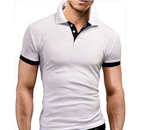 Polo à manches courtes gris pour homme, tricoté, couleur unie, coupe décontractée, boutons, respirant, longueur normale - Product Image 3