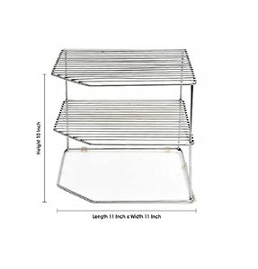 Étagère à vaisselle en métal à trois niveaux, support de rangement vertical pour la cuisine, design minimaliste, empilable, organisateur de bols et d'assiettes - Product Image 2