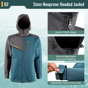 Veste à capuche réglable en néoprène 2 mm avec logo personnalisé OEM ODM, combinaison de plongée professionnelle avec fermeture éclair YKK pour sports nautiques - Product Image 3