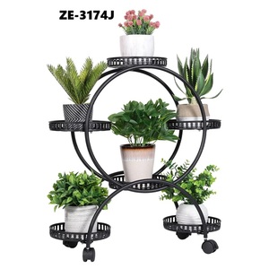 Soporte Moderno de Metal para Plantas con 6 Macetas Cónicas Negras, Exhibidor de Plantas de Interior, Diseño Minimalista, Acabado con Recubrimiento en Polvo - Product Image 3