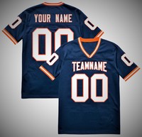 Jersey Sepak Bola Amerika Sublimasi Kustom, Pakaian Tim Berbahan Mesh, Lengan Pendek, Kerah V, Seragam Olahraga Desain OEM