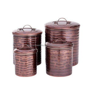 กล่องเก็บของทำจากทองแดงบริสุทธิ์แบบโบราณหรูหราทำจากโลหะคุณภาพดีที่สุดสำหรับน้ำตาลกาแฟและชาในราคาที่แข่งขันได้ - Product Image 4