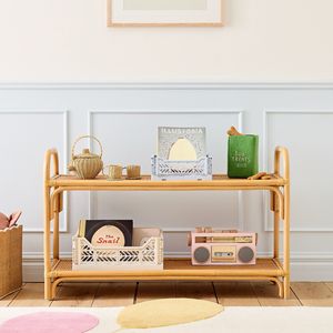 Rattan Kids Shelves Two Tier <b>Storage</b> Rack Natural Design Eco Friendly Kids Room Furniture Wholesale Bulk Supplier Toy Organizer - Product Image 4