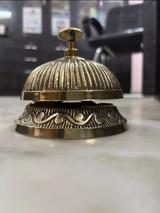 Vintage Brass Desk Bell Mid-Century Modern Design Gold Finish Handcrafted Nautical Theme for <b>Reception</b> <b>Counter</b> Tabletop Use - Product Image 3