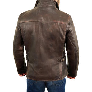 Blousons en cuir marron personnalisés pour hommes, blousons de motard en cuir véritable OEM, logo sur le devant, qualité supérieure, respirants, pour l'hiver - Product Image 5