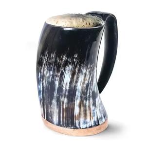 Jarra de Cerveza Hecha a Mano de Cuerno con Inserto de Vidrio – Taza Medieval Vikinga para Beber, Logotipo Personalizado Disponible - Product Image 1