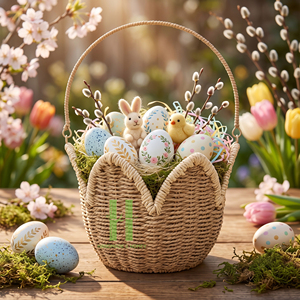 Eco friendly Hand woven <b>Baskets</b> With Handle Customize Sizes Variety Colors For Easter Decorations <b>Gifts</b> OEM From Vietnam - Product Image 5