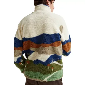Sweat-shirt en molleton Sherpa à fermeture éclair pour homme, personnalisé avec logo OEM, tissé, décontracté, uni, épaisseur standard, chaud, pour l'automne - Product Image 3