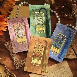 ที่คั่นหนังสือโลหะลายดอกไม้ฉลุลายประดับพู่ห้อย คลาสสิก ใช้ซ้ำได้ พิมพ์ลาย UV เหมาะสำหรับเป็นของขวัญองค์กรสุดสร้างสรรค์ - Product Image 2