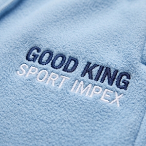 Light Blue Wide Leg Sweatpants <b>Men</b> Navy Collegiate Embroidery Open Hem Straight Leg Fleece <b>Trousers</b> Oversized Baggy <b>Lounge</b> Pants - Product Image 6