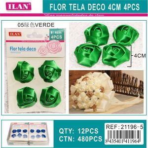 Fleur en tissu ILAN 4 cm verte 4 pièces Décoration d'intérieur - Product Image 3
