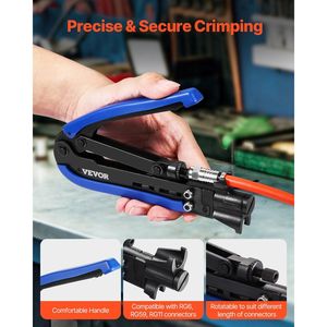 Kit de Herramientas para Crimpar Cables Coaxiales con 30 Conectores Tipo F RG6, Pelacables y Herramienta de Compresión para Cableado Coaxial - Product Image 4