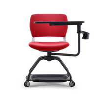 Chaise de formation d'invité de salle de réunion en plastique de tâche réglable en hauteur avec bloc-notes et roues