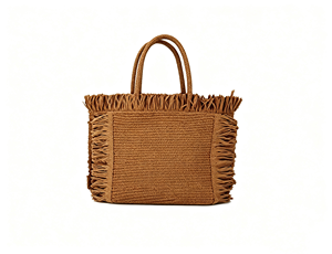 Tissu tissé brun chaud personnalisé, bordure frangée sur tout le périmètre, silhouette rectangulaire carrée, corde tressée épaisse - Product Image 6