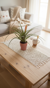14 X 78 inches Wedding, Party, Dining Room and Boho Events Handmade Cotton Macrame Knotted <b>Table</b> <b>Runner</b> - Product Image 3