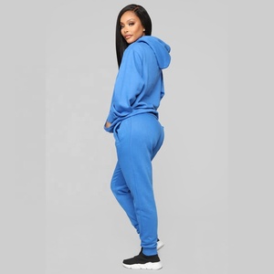 Vente en gros de survêtements 2 pièces pour femmes fabricant de vêtements pull uni lourd à capuche pantalon survêtement ensemble surdimensionné printemps - Product Image 5