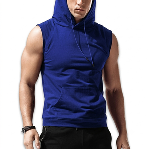 Sudadera sin mangas con capucha para hombre, ropa deportiva de algodón, sudadera con capucha para fitness, fabricante OEM ODM, sudadera sin mangas para hombre - Product Image 1