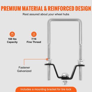 Supporto a U Zincato per Montaggio Laterale, Capacità 160 Libbre, per Ruote a 4-5 Fori, Portaruota di Scorta, Staffa per Carico - Product Image 4