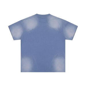 T-shirt Homme Oversize Col Rond Manches Courtes 100% Coton Pur Grammage Lourd Délavé à l'Acide Effet Délavé par le Soleil Impression Numérique Respirant - Product Image 3