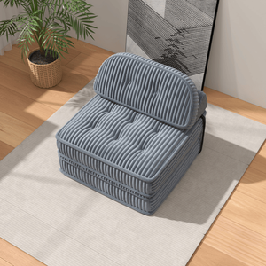 Convertible Corduroy Tufted Design Full Foam Support Foldable <b>Sleeper</b> Arc Pillow Compressed <b>Sofa</b> <b>Beds</b> Adjustable Lounge Chair - Product Image 5