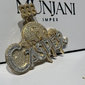 จี้เพชรโมอิสซาไนต์ VVS เงินแท้ 925 ชุบทอง ประดับอักษรย่อตามสั่ง สไตล์ฮิปฮอป สำหรับผู้ชาย - Product Image 5