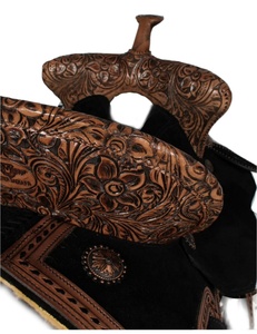 Tackicle อานม้าหนังแท้แบบตะวันตกสีดำ, อานม้าคาวบอยป่าตะวันตกความสุขพร้อมที่นั่งเข้าข้างประดับอัญมณีกีฬาขี่ม้า - Product Image 4