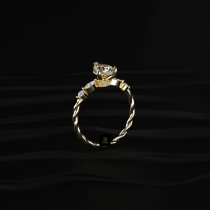 Anillo Clásico de Diamante en Forma de Pera de 2.25 Quilates con Acentos de Diamantes Cultivados en Laboratorio con Corte Marquesa y Redondo Brillante, Certificado IGI, Oro y Plata - Product Image 6