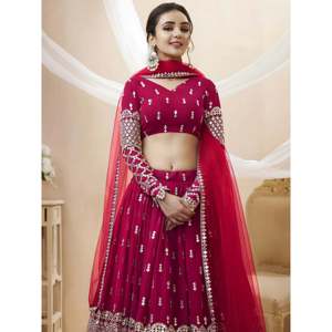 Bridesmaid Lehenga Choli in Dark Pink with Mesmerizing <b>Sequins</b> Work on Georgette - Product Image 4