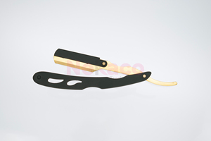 Proveedor Profesional OEM de Marca Privada, Navaja de Barbero Plegable, Mango de Acero Inoxidable Negro, Navaja de Barbero Recta para Salón - Product Image 4
