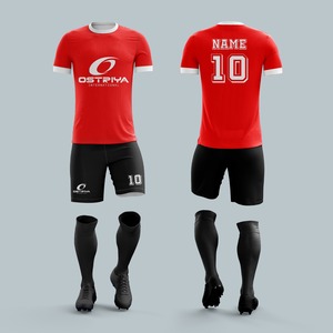 ชุดเสื้อฟุตบอลอุนิเซ็กซ์ Ostriya สีดำ แดง น้ำเงิน แบบซับลิเมชั่น แขนสั้น ระบายเหงื่อ ต้านเชื้อแบคทีเรีย สีที่กำหนดเองได้สำหรับทีม - Product Image 5