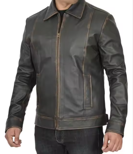 Chaqueta de Cuero PU Vintage para Hombre, Corte Ajustado, Cierre Completo, 2026 - Product Image 1