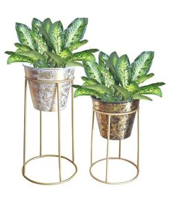 Soportes Modernos de Metal para Plantas con Macetas Martilladas para Plantas Verdes de Interior, Diseño de Marco Circular de Alambre, Estilo Minimalista - Product Image 5