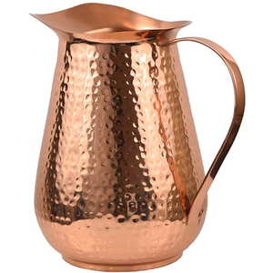 Jarra de Agua de Cobre Puro Hecha a Mano con Diseño Floral en Relieve Tradicional, Jarra de Cobre 100% Sólido para Beneficios Ayurvédicos para la Salud - Product Image 6