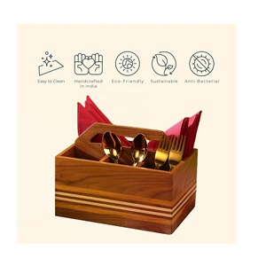 Porte-couverts en bois fabriqué à la main pour support de cuillère de cuisine pour Table à manger organisateur de rangement boîte à vaisselle avec poignée - Product Image 2