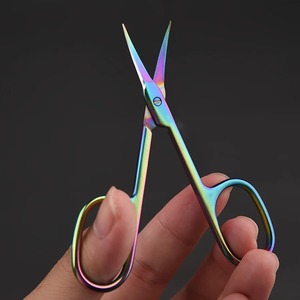 Ciseaux à cuticules en titane arc-en-ciel avec lame fine en arc, en acier inoxydable professionnel pour une coupe de précision des sourcils - Product Image 2