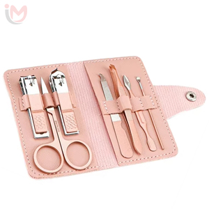 Kit de manicura y pedicura de acero inoxidable, set de cuidado de uñas con cortaúñas, tijeras y pinzas en estuche portátil para uso adulto. - Product Image 3