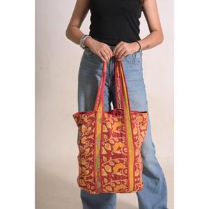 Bolso Tote Kantha de Algodón Hecho a Mano, Estilo Boho Indio, Reutilizable para Compras Diarias - Product Image 2