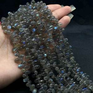 Natural Labradorite Faceted Teardrop Shape Gemstone <b>Beads</b> Strands 4 to 9mm <b>Loose</b> <b>Beads</b> for Jewelry Making Wholesale Bulk Factory - Product Image 1